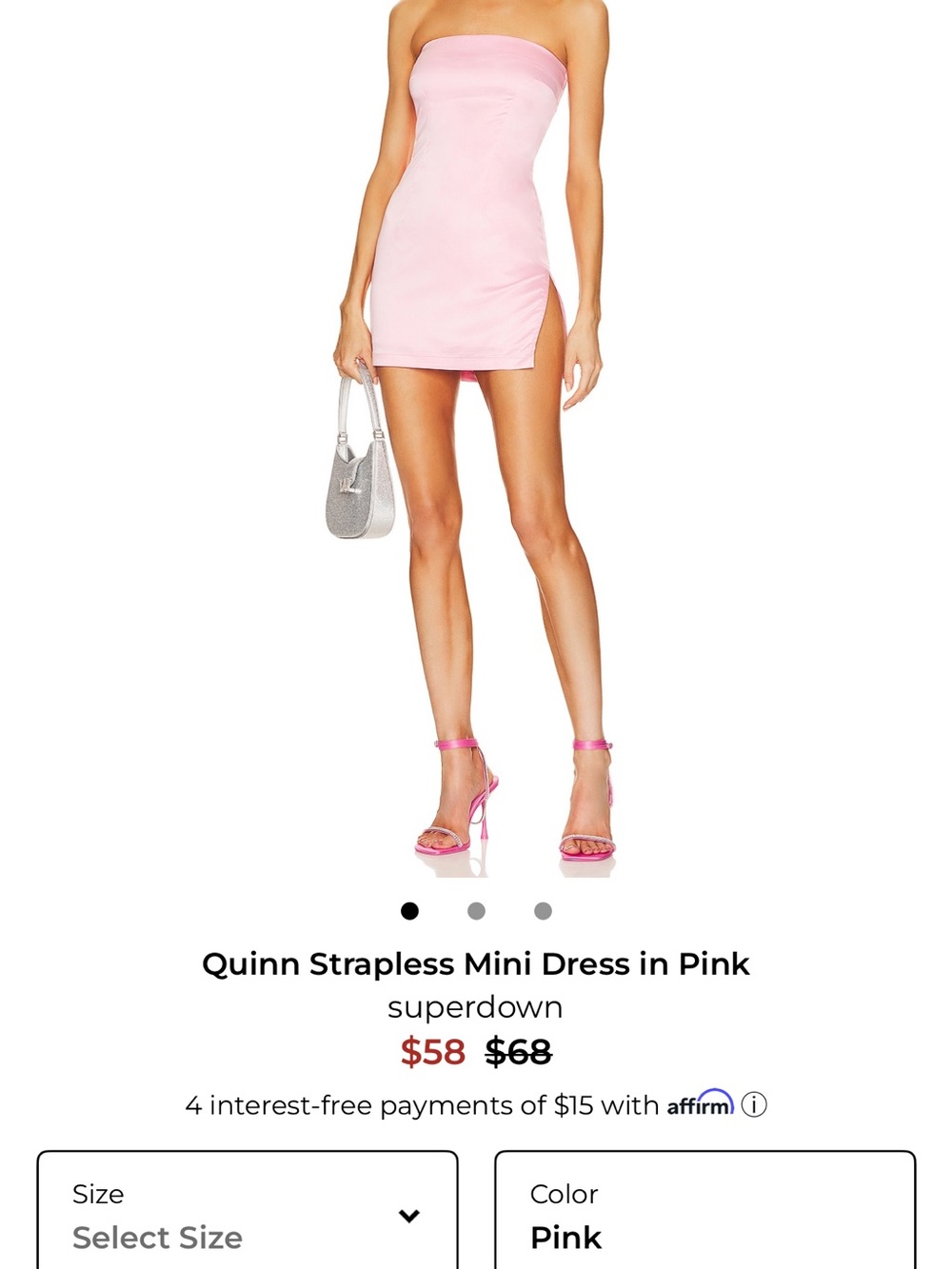 superdown Quinn Strapless Mini Dress — Light Pink